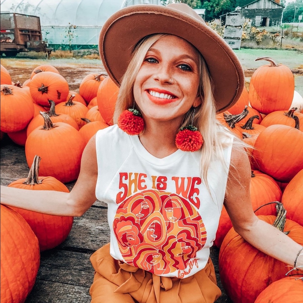 Pumpkin Pom Pom Earrings
